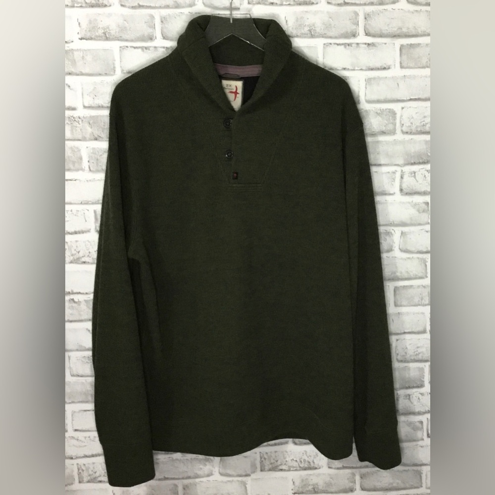 Relwen Men’s Green Ribbed Pullover Shawl Neck Sweater Size XXL - M403